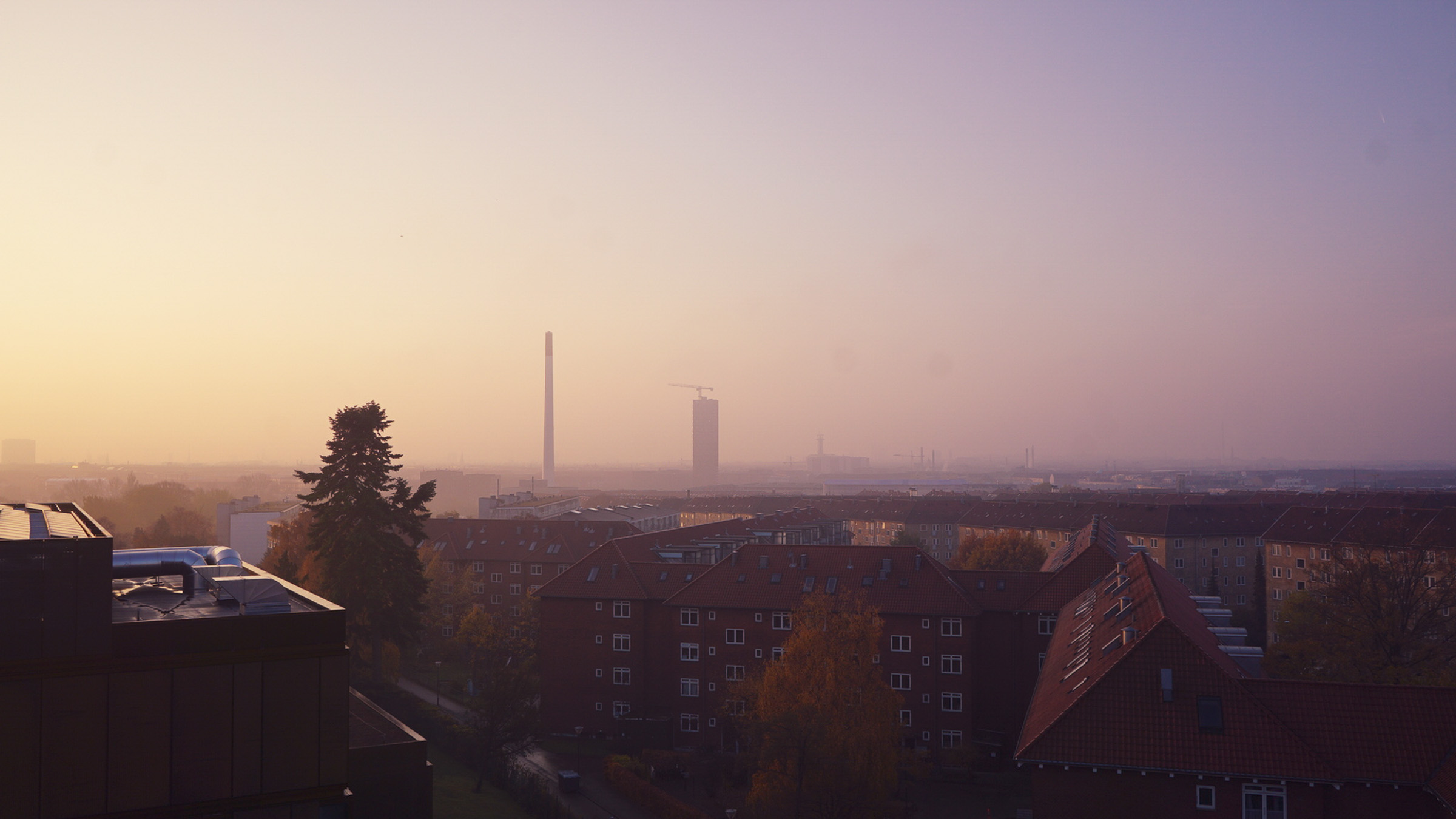 Københavnsk skyline i morgentåge — filmlocations Danmark